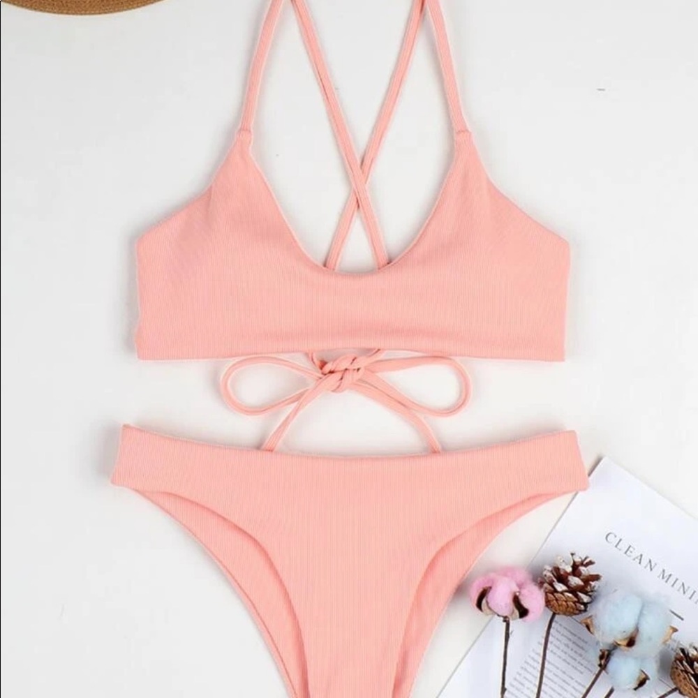 Ribbed Tie Back Bikini